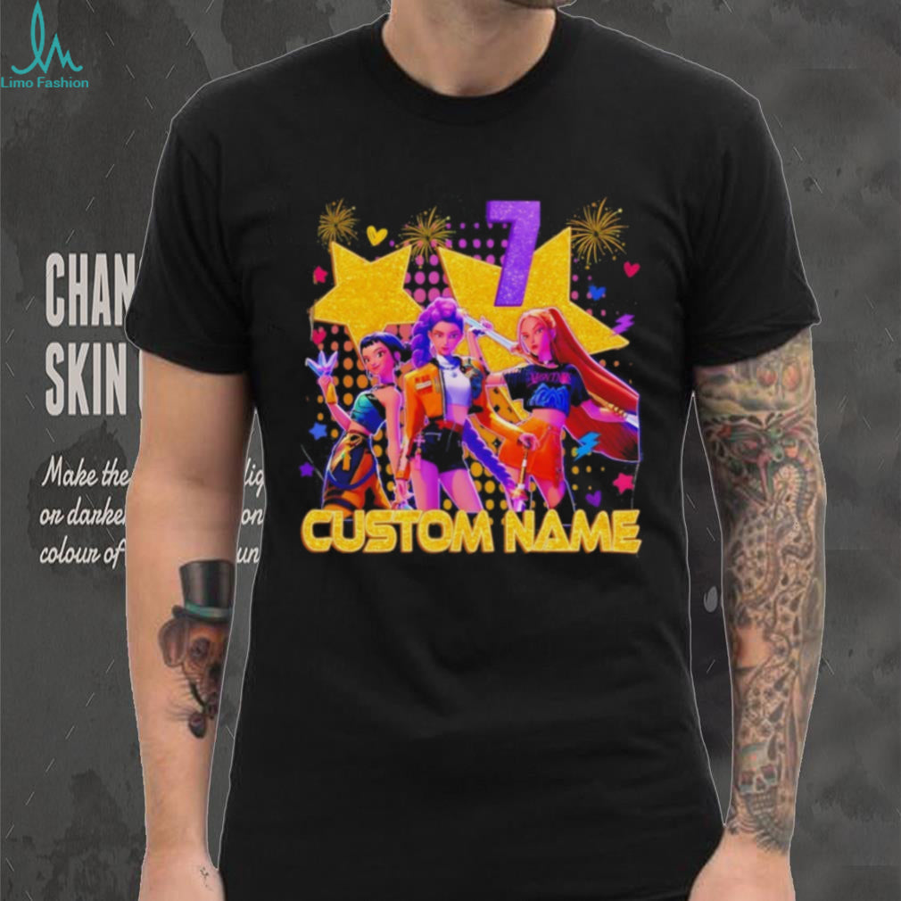 Personalized Anime Girl Birthday Party Custom Name & Age 7 T Shirt