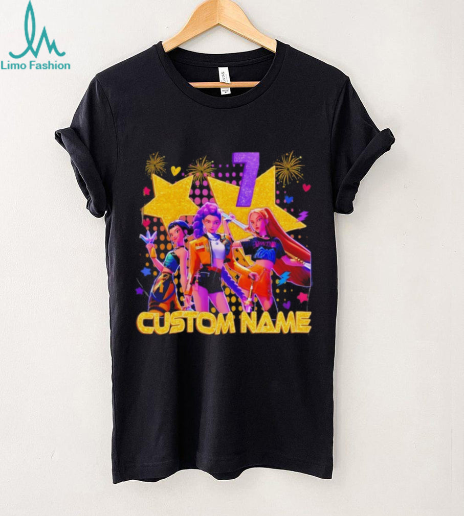 Personalized Anime Girl Birthday Party Custom Name & Age 7 T Shirt