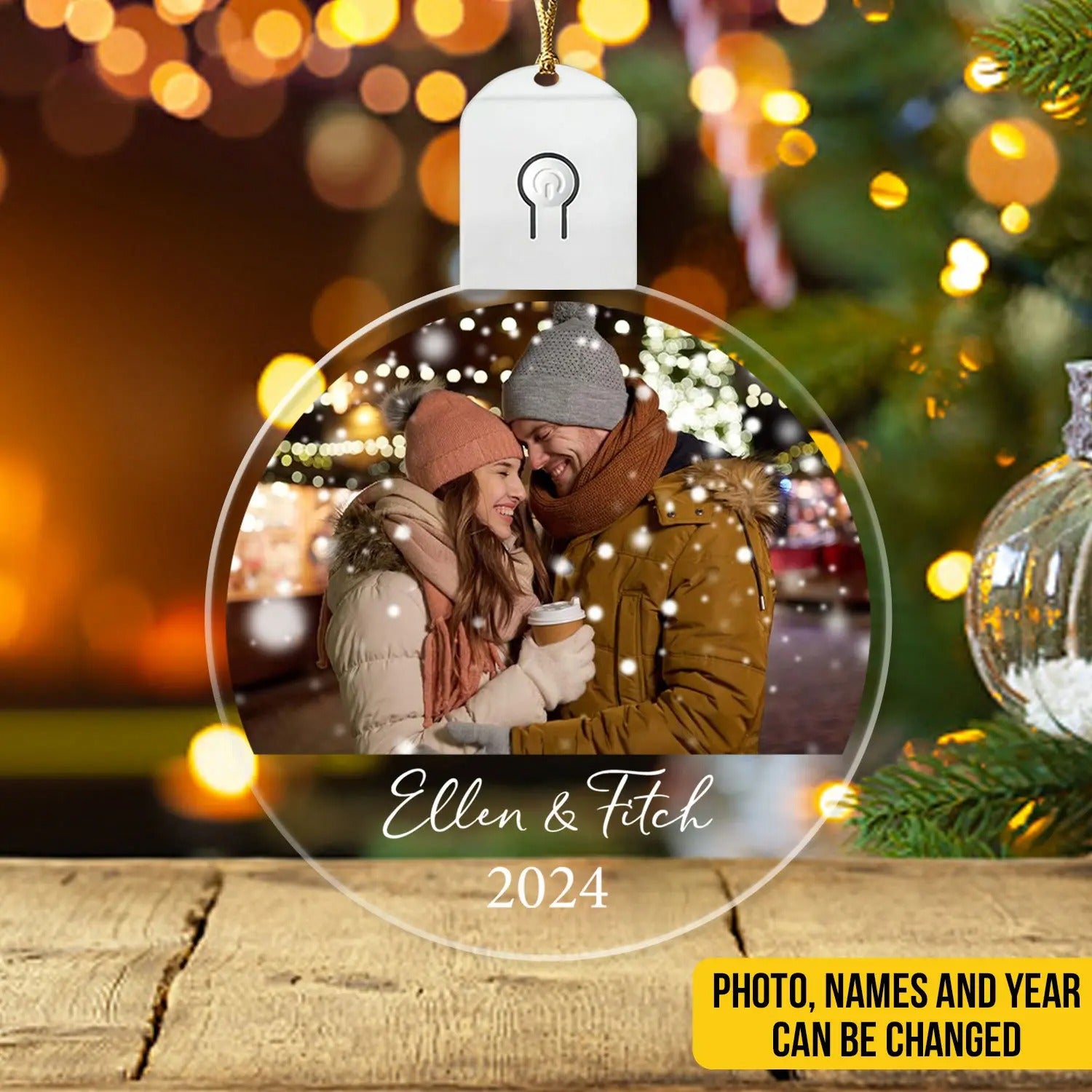 Personalized Couple Circle Led Acrylic Ornament