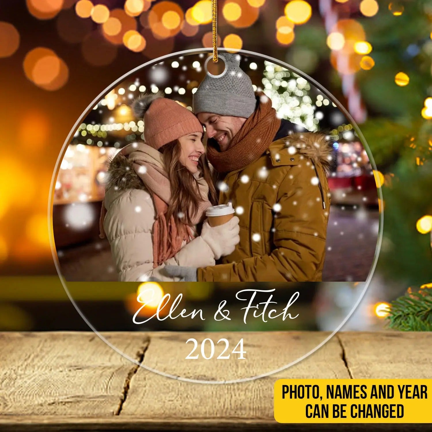 Personalized Photo Christmas Ornament For Couples