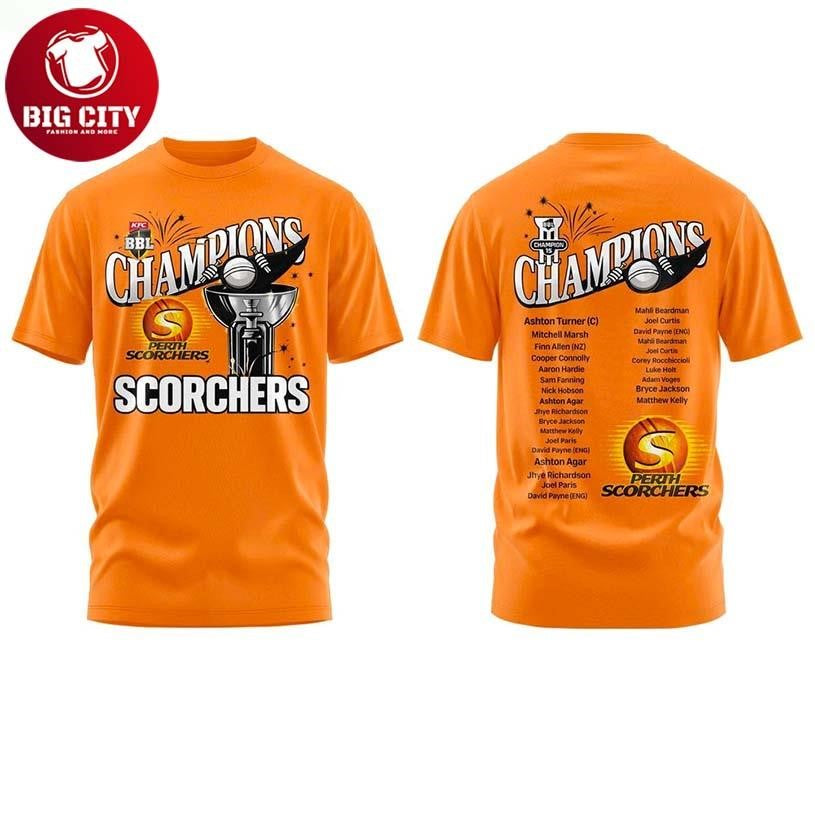Perth Scorchers BBL Champions 2026 Two Sided Shirt