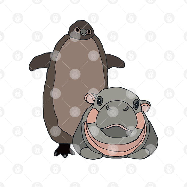 Pesto The Penguin And Moo Deng The Baby Hippo Shirt