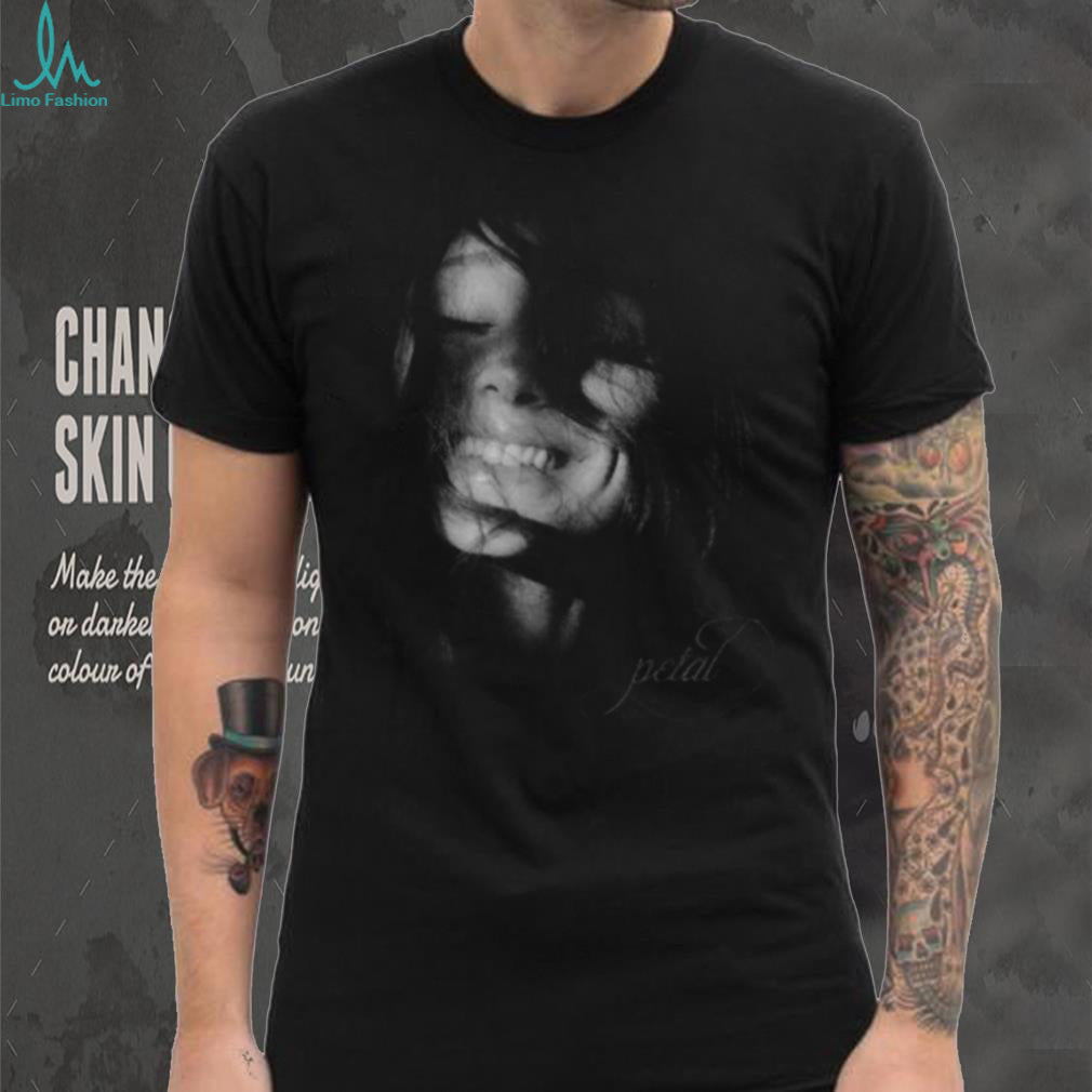 Petal Smile Monochrome Portrait Graphic T Shirt Aesthetic Minimalist Art Shirt