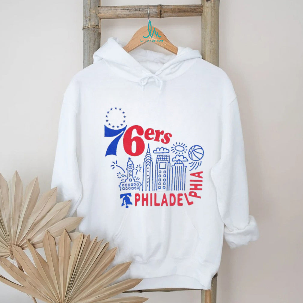 Philadelphia 76ers City Skyline Doodles Typography T Shirt Philly Basketball Fan T shirt