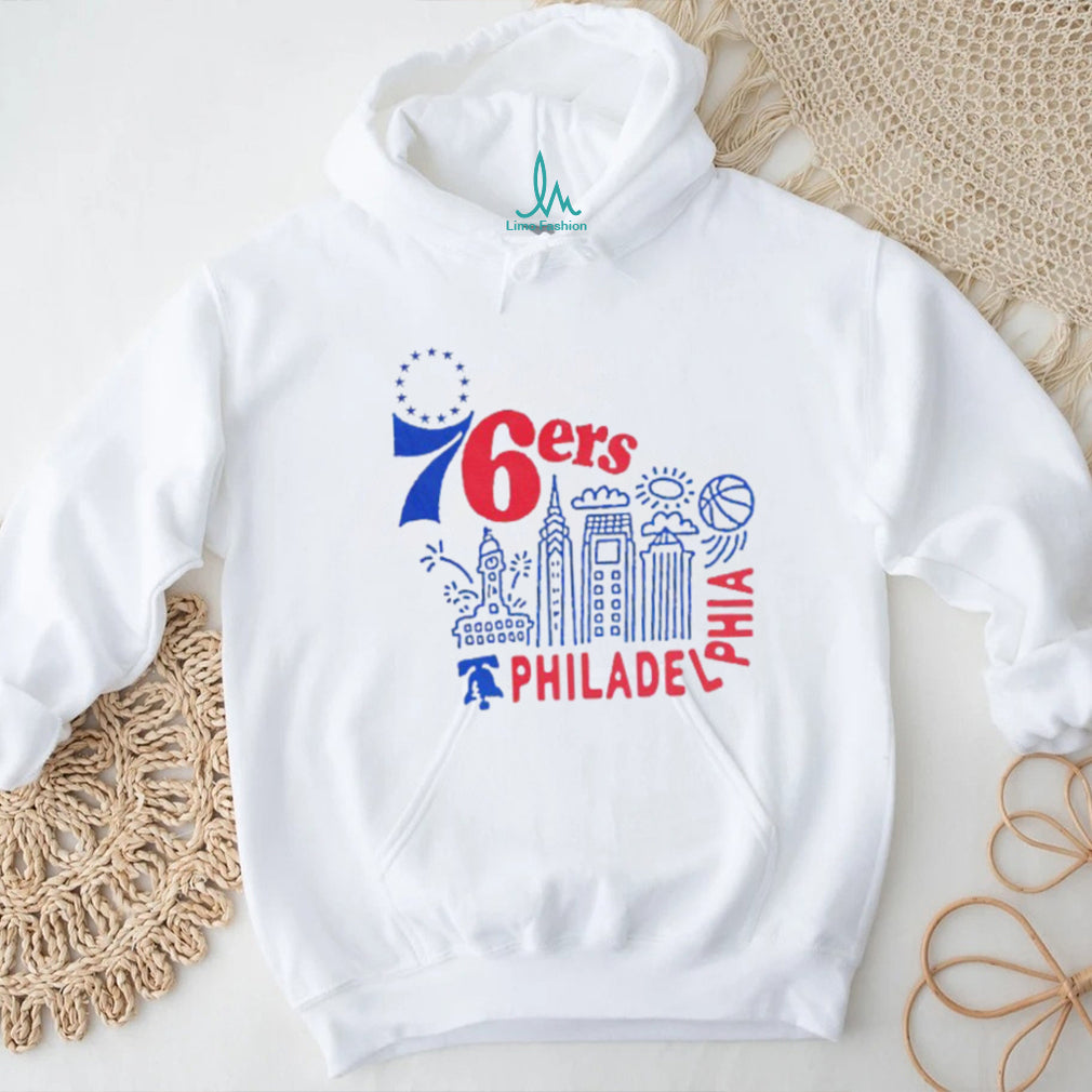 Philadelphia 76ers City Skyline Doodles Typography T Shirt Philly Basketball Fan T shirt