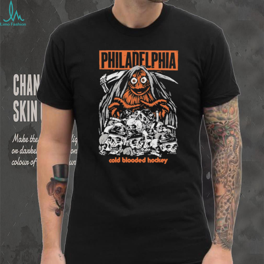 Philadelphia Cold Blooded Hockey Gritty Reaper Skull T Shirt