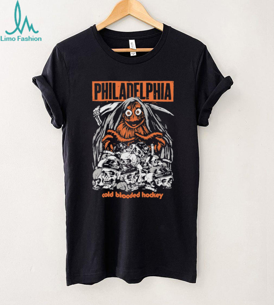 Philadelphia Cold Blooded Hockey Gritty Reaper Skull T Shirt