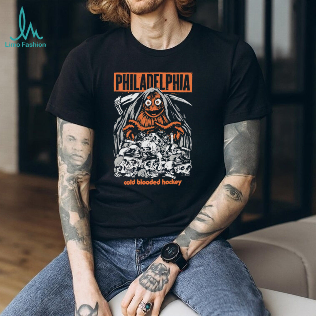 Philadelphia Cold Blooded Hockey Gritty Reaper Skull T Shirt