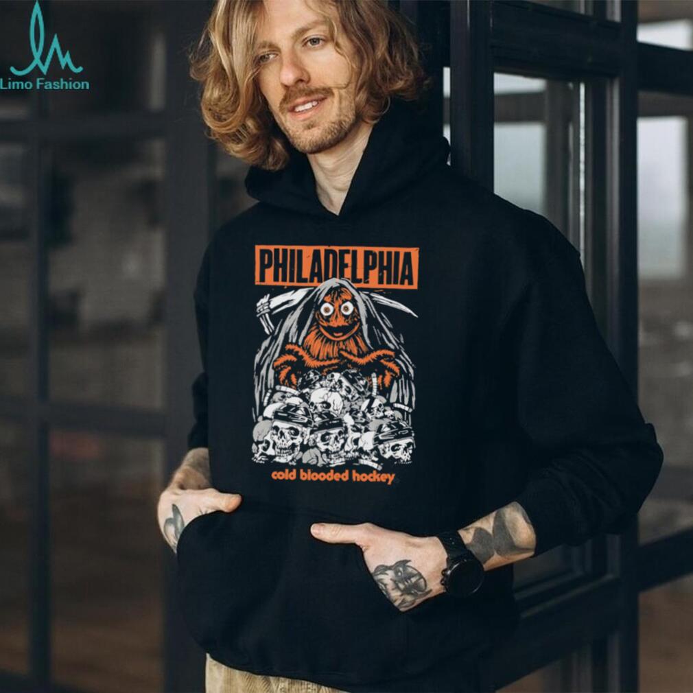 Philadelphia Cold Blooded Hockey Gritty Reaper Skull T Shirt