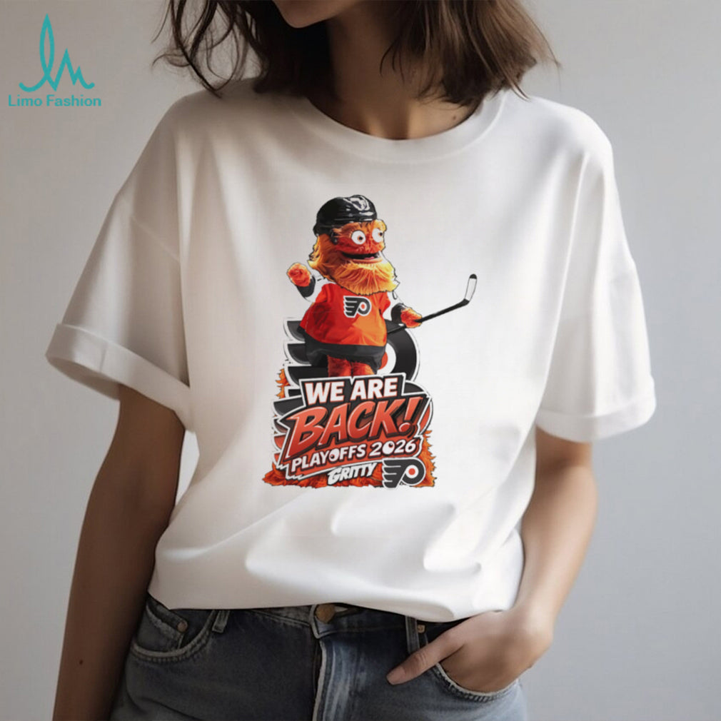 Philadelphia Flyers Gritty We Are Back Playoffs 2026 White Graphic T Shirt