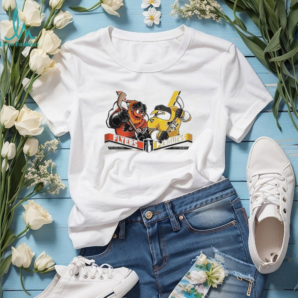 Philadelphia Flyers vs Pittsburgh Penguins Gritty & Penguin NHL Rivalry T Shirt