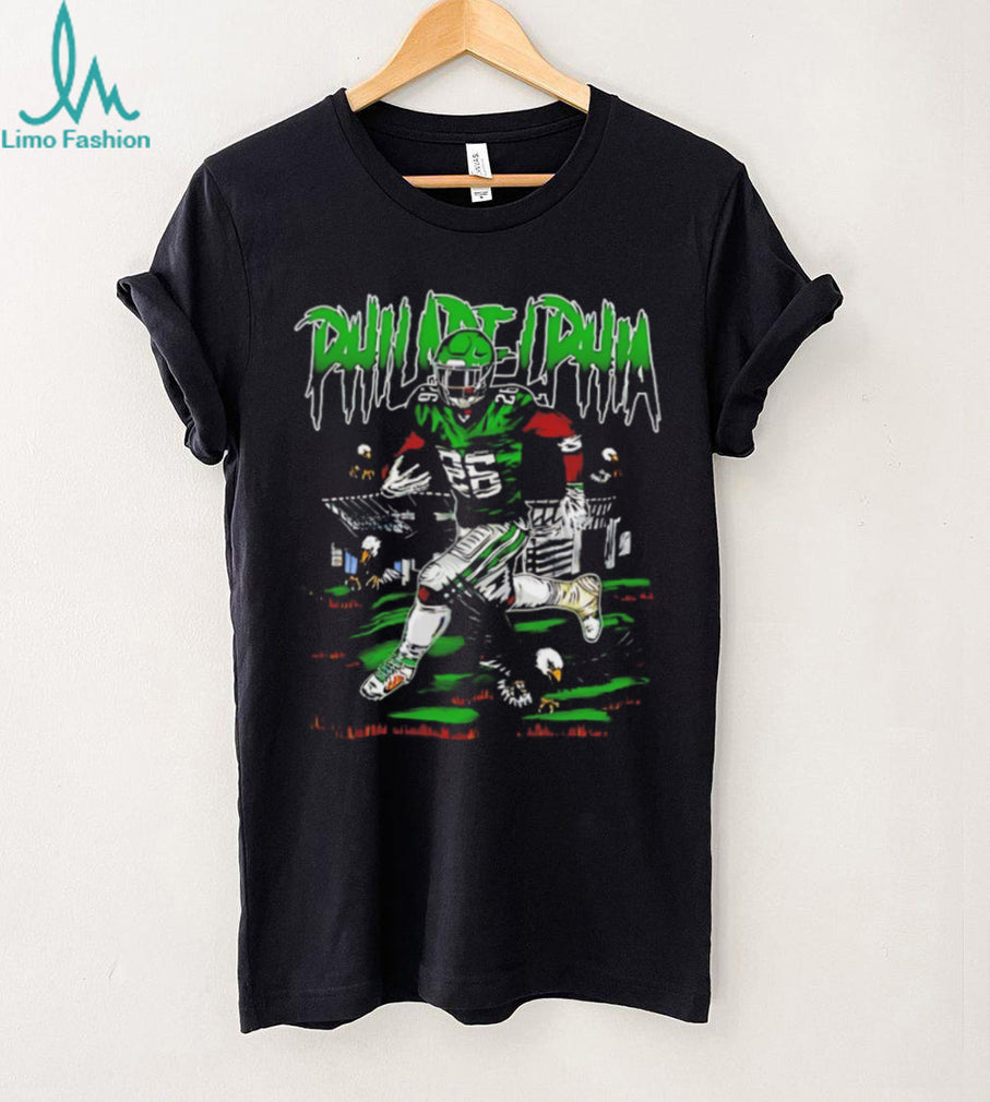 Philadelphia Football Player Neon Green Grunge Sports T Shirt