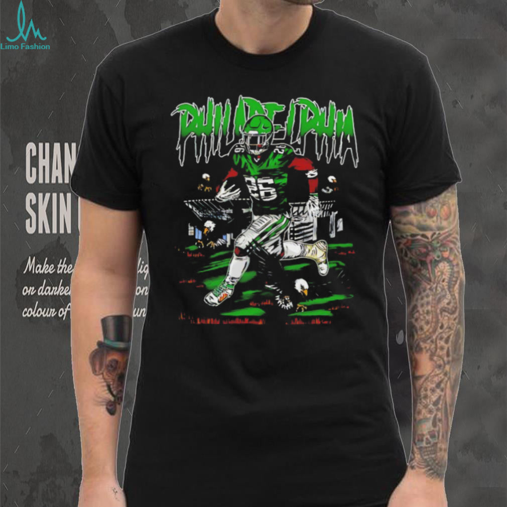 Philadelphia Football Player Neon Green Grunge Sports T Shirt