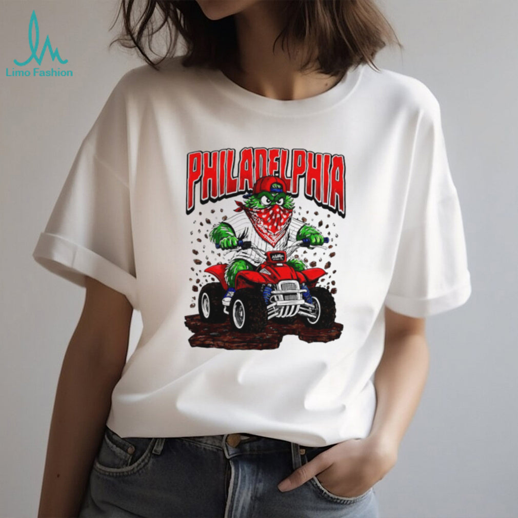 Philadelphia Phillies Gritty Mascot Riding ATV Red Quad T Shirt