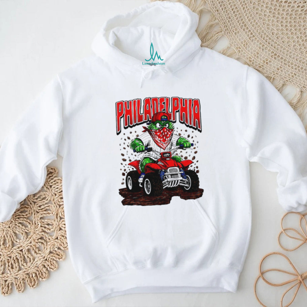 Philadelphia Phillies Gritty Mascot Riding ATV Red Quad T Shirt