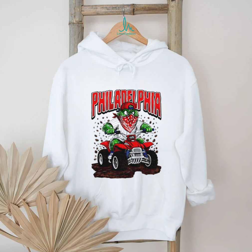 Philadelphia Phillies Gritty Mascot Riding ATV Red Quad T Shirt