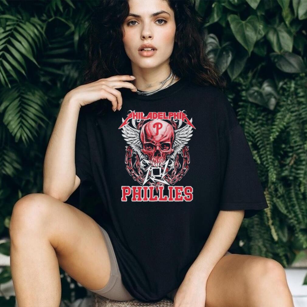 Philadelphia Phillies Rock Skulls Heavy Metal T Shirt Philly Baseball Fan Gear