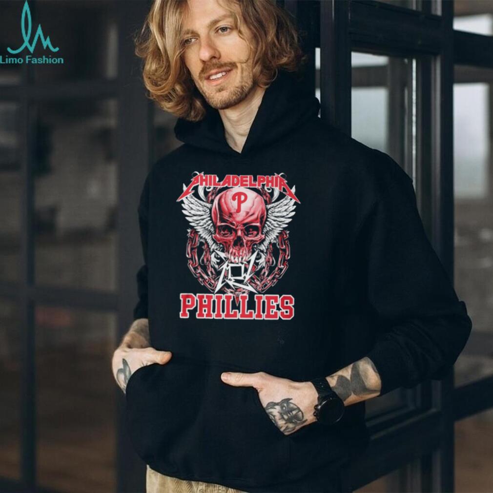 Philadelphia Phillies Rock Skulls Heavy Metal T Shirt Philly Baseball Fan Gear
