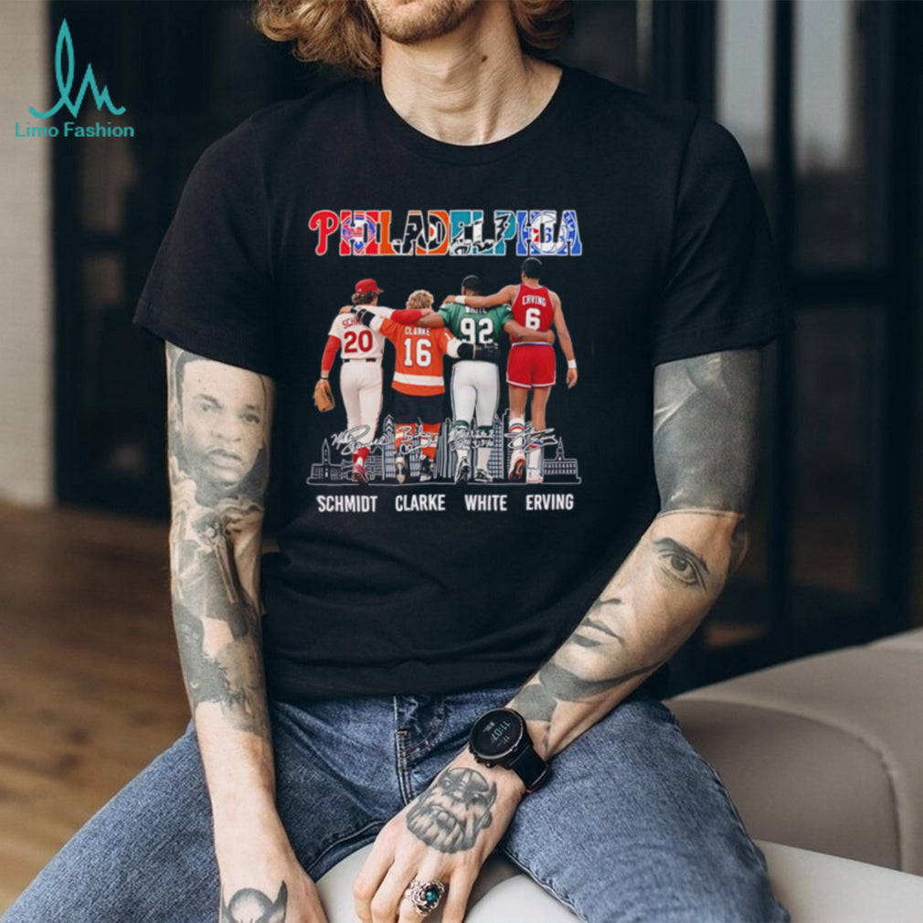 Philadelphia Schmidt Clarke White Erving skyline signature shirt