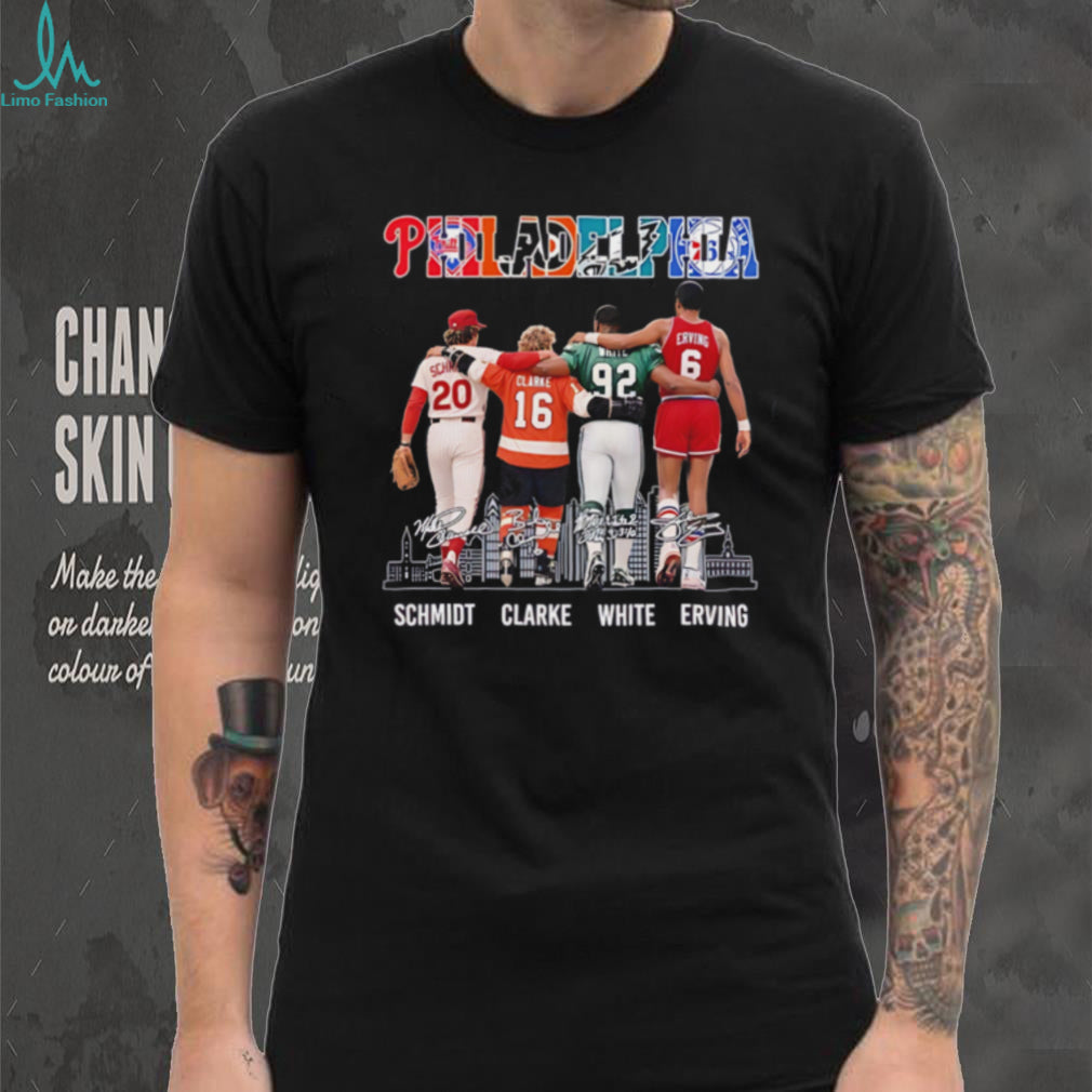 Philadelphia Schmidt Clarke White Erving skyline signature shirt