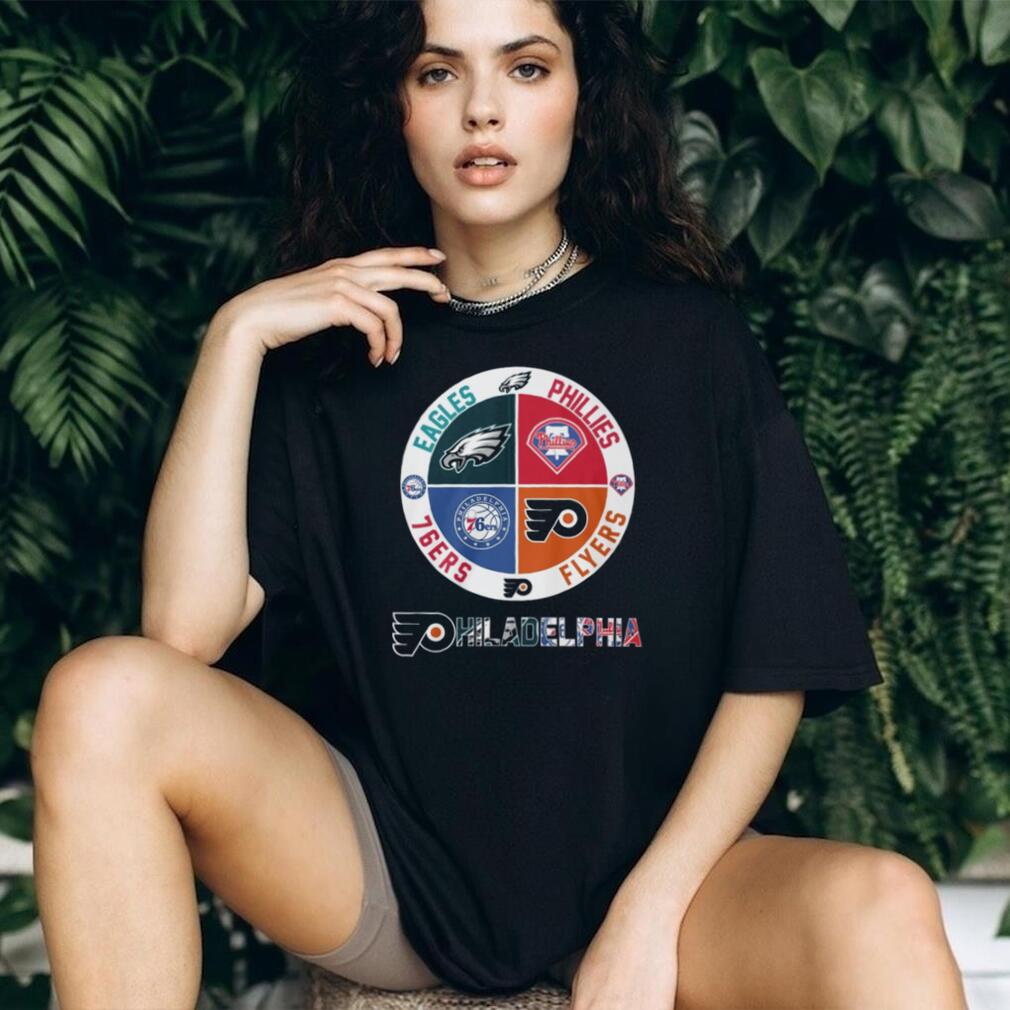 Philadelphia Sports City of Brotherly Love 4 Team Logo Circle T Shirt