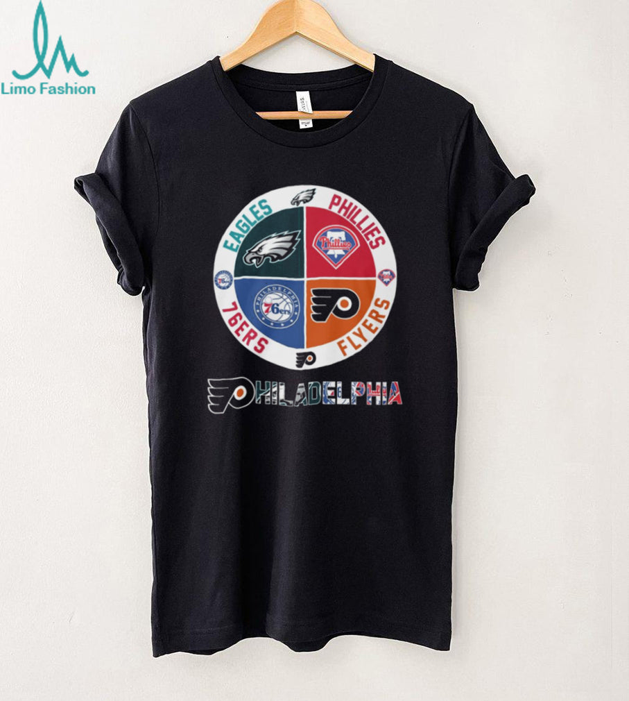 Philadelphia Sports City of Brotherly Love 4 Team Logo Circle T Shirt