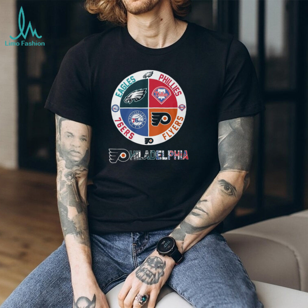 Philadelphia Sports City of Brotherly Love 4 Team Logo Circle T Shirt