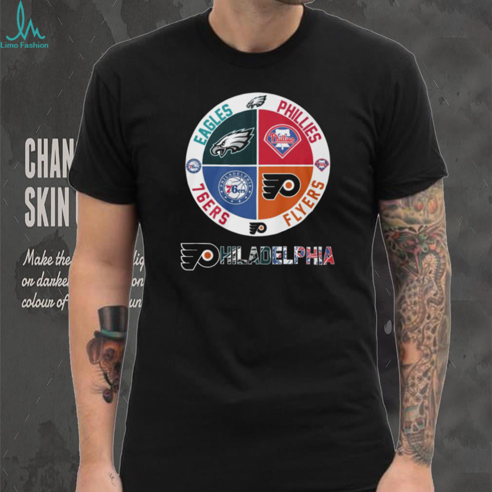 Philadelphia Sports City of Brotherly Love 4 Team Logo Circle T Shirt