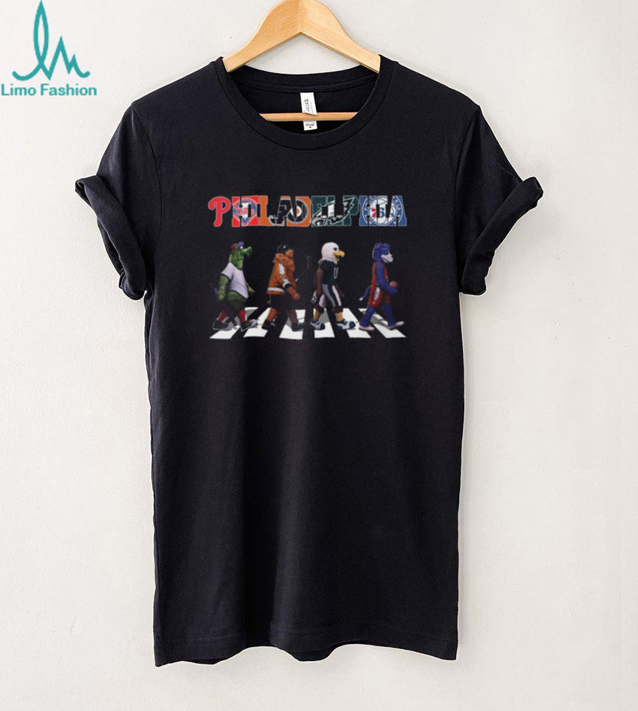Philadelphia Sports Mascots Abbey Road Crossing Teams T Shirt