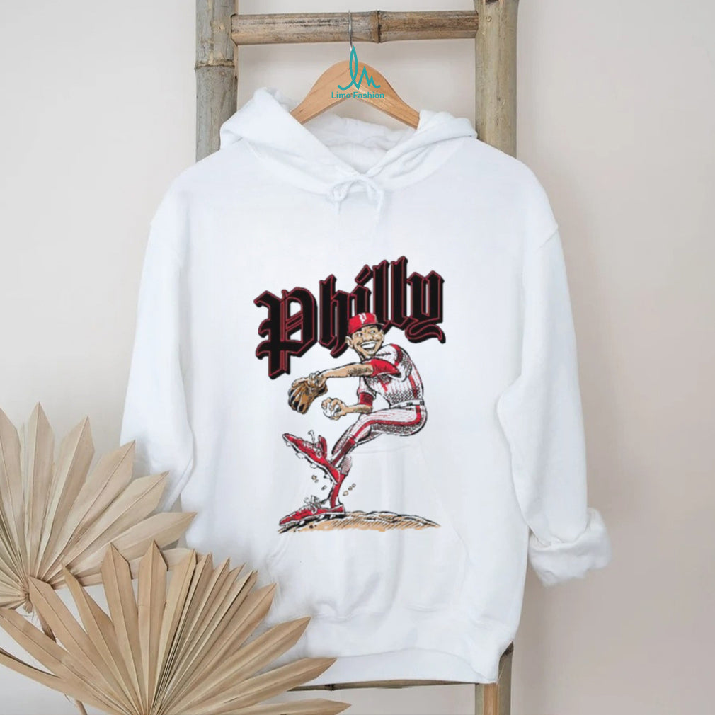 Philly Baseball Pitcher Cartoon Vintage Athletic T Shirt