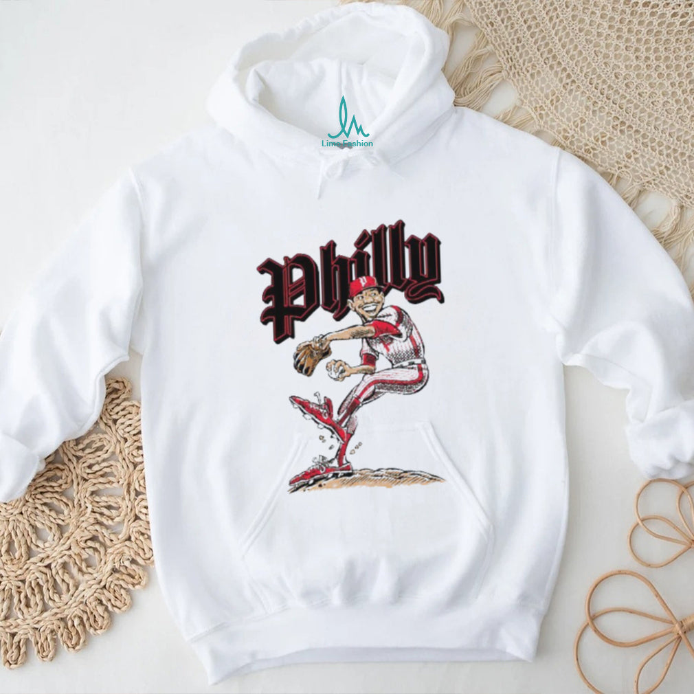 Philly Baseball Pitcher Cartoon Vintage Athletic T Shirt