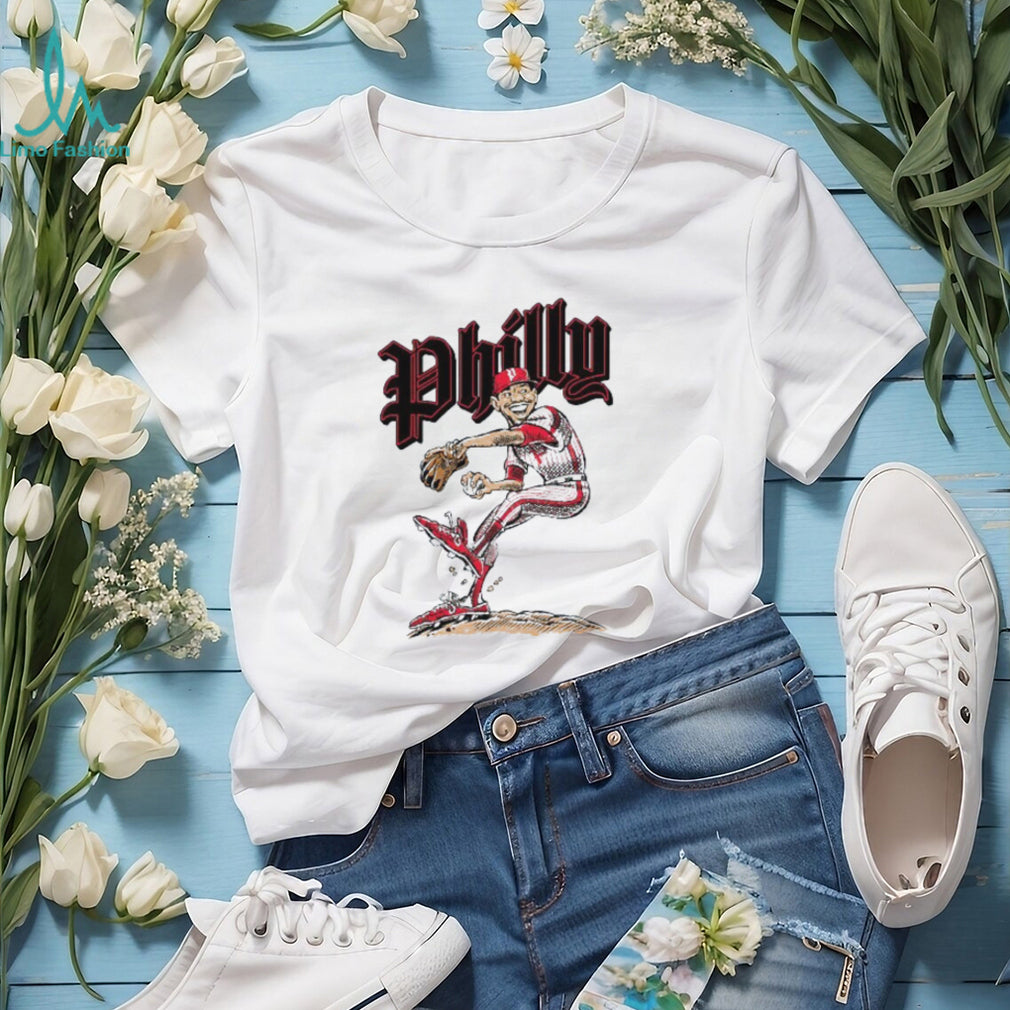 Philly Baseball Pitcher Cartoon Vintage Athletic T Shirt
