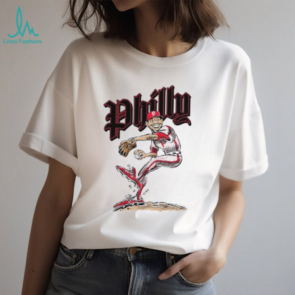 Philly Baseball Pitcher Cartoon Vintage Athletic T Shirt