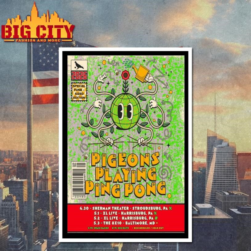 Pigeons Playing Ping Pong Pennsylvania Tour 2026 Poster Shirt