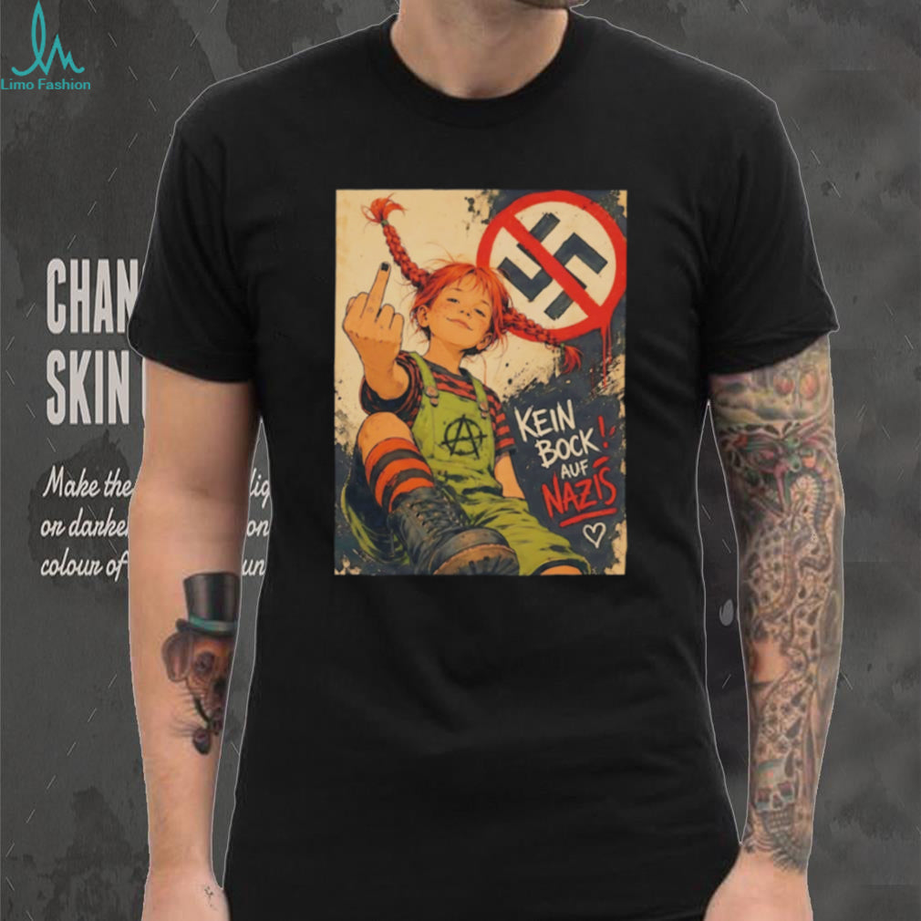 Pippi Longstocking kein bock auf Nazis middle finger vintage shirt