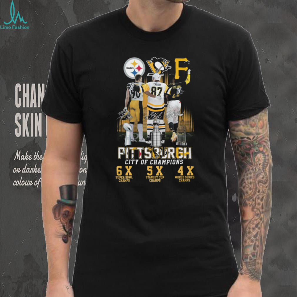 Pittsburgh City Of Champions Watt Crosby McCutchen Trophy T Shirt