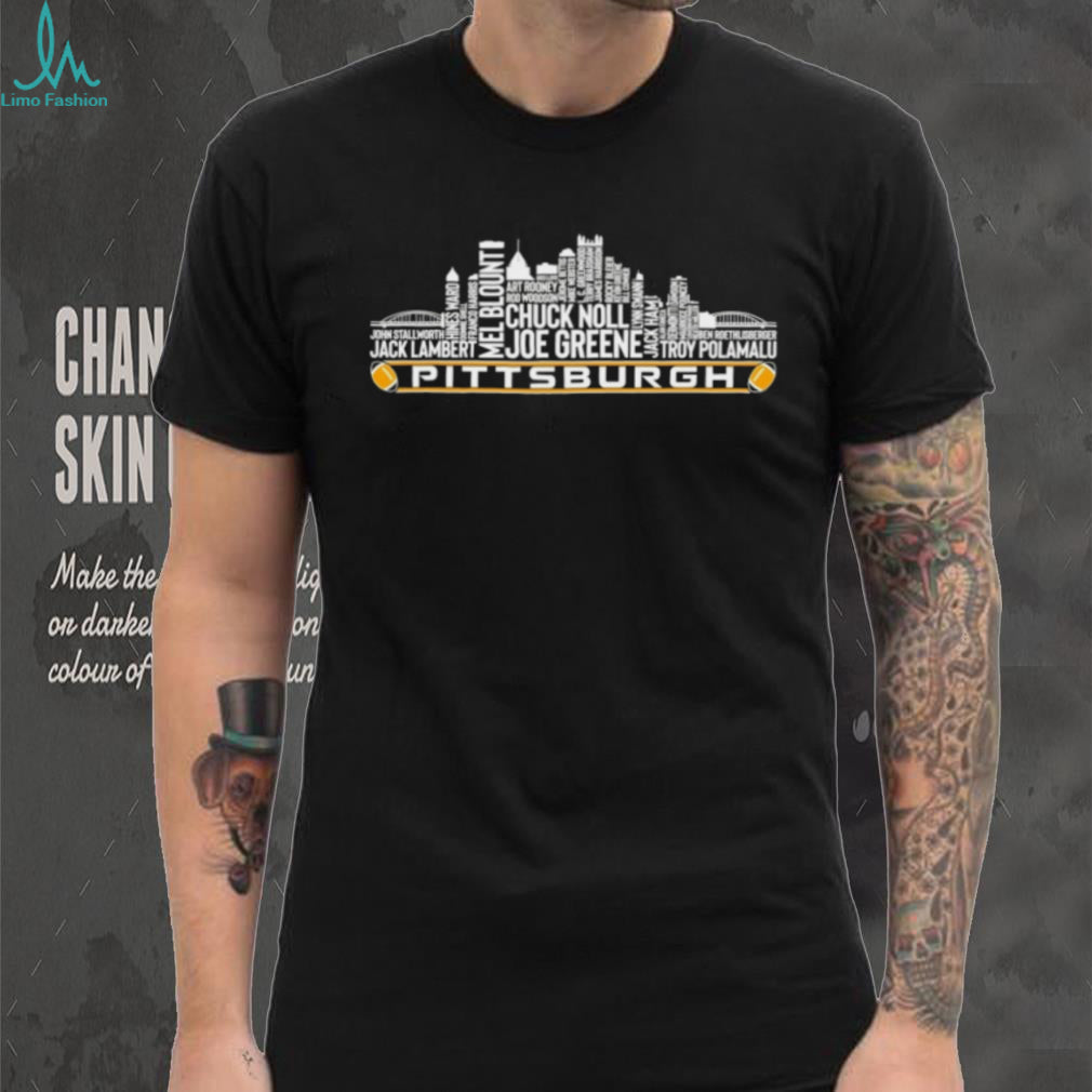 Pittsburgh Football Legends Skyline Word Art T Shirt