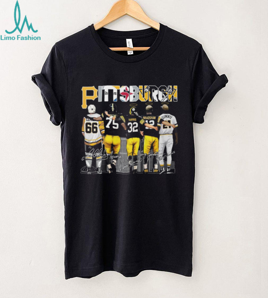 Pittsburgh Skyline Sports Legends T Shirt Five Iconic Champions Graphic
