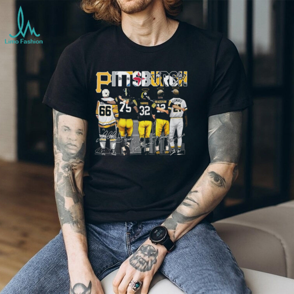Pittsburgh Skyline Sports Legends T Shirt Five Iconic Champions Graphic