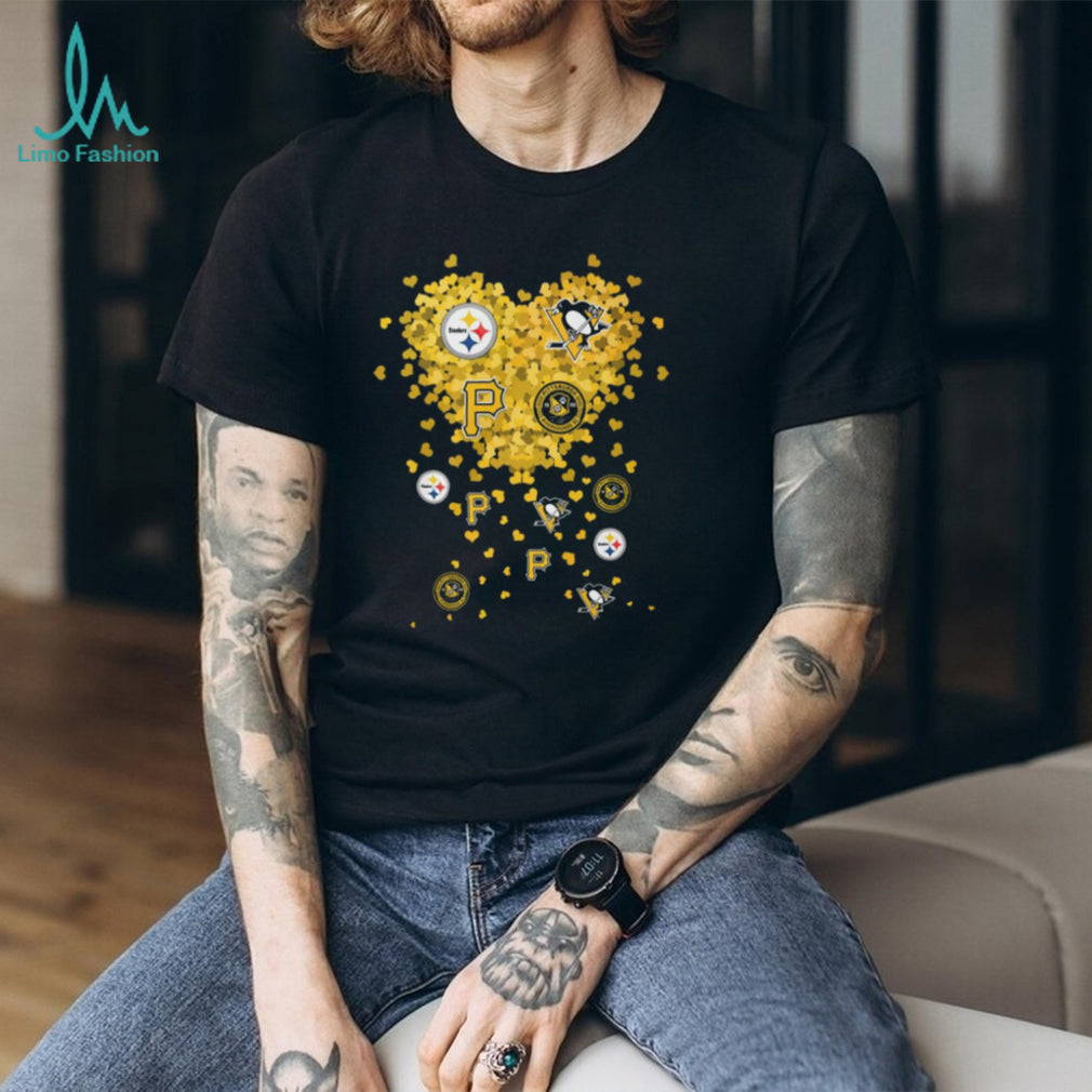 Pittsburgh Sports Teams Heart Logo Gold Hearts Fan T Shirt