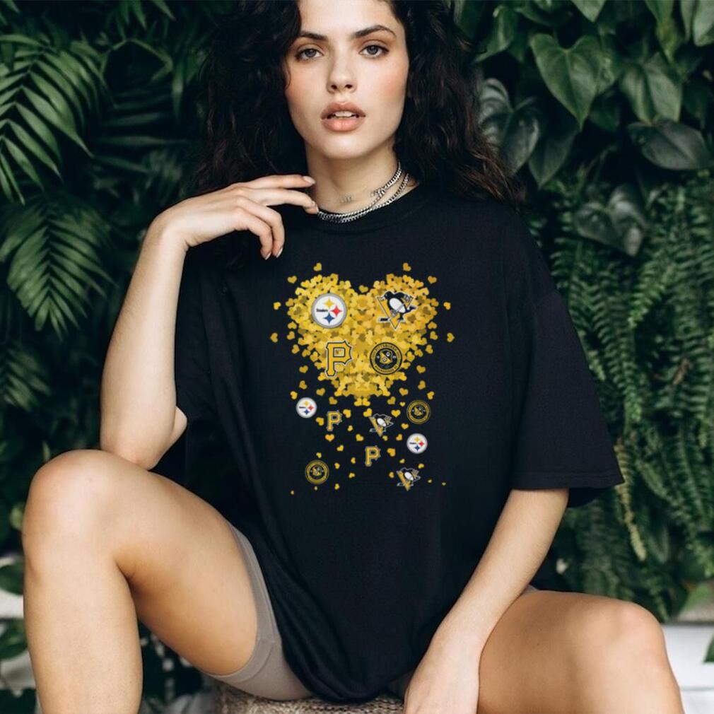 Pittsburgh Sports Teams Heart Logo Gold Hearts Fan T Shirt