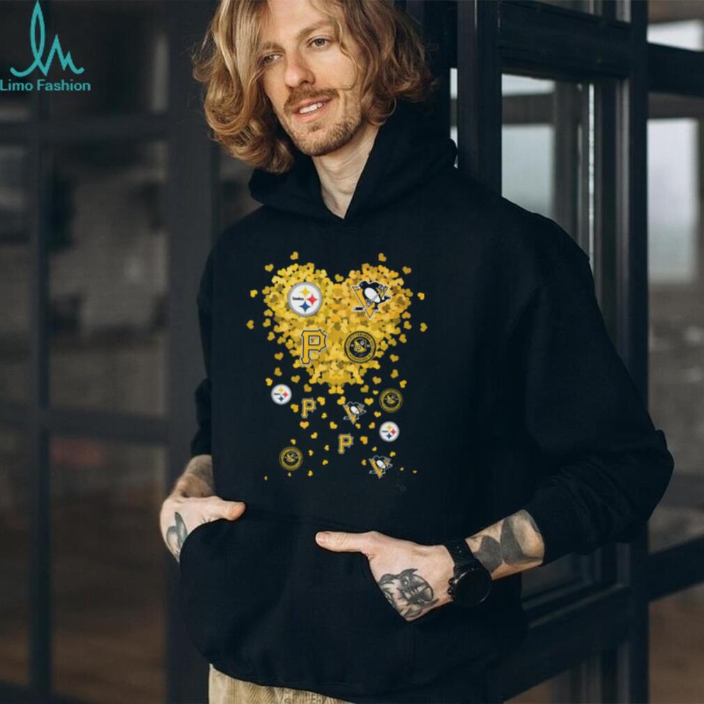Pittsburgh Sports Teams Heart Logo Gold Hearts Fan T Shirt