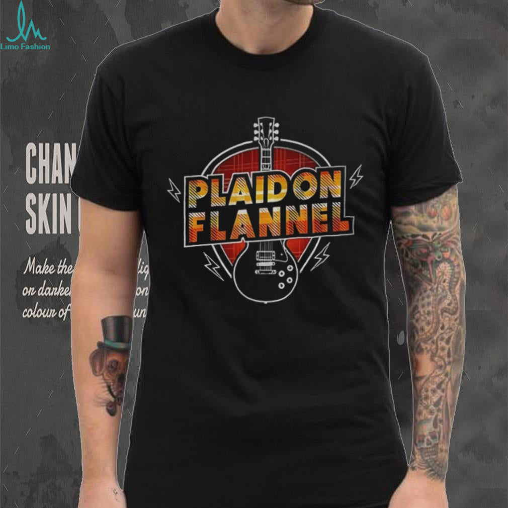 Plaid On Flannel Electric Guitar Rock Music Graphic T Shirt