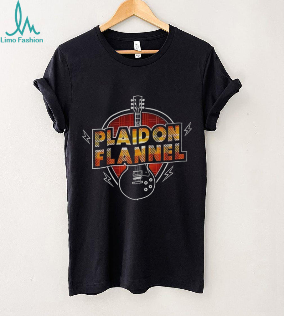 Plaid On Flannel Electric Guitar Rock Music Graphic T Shirt