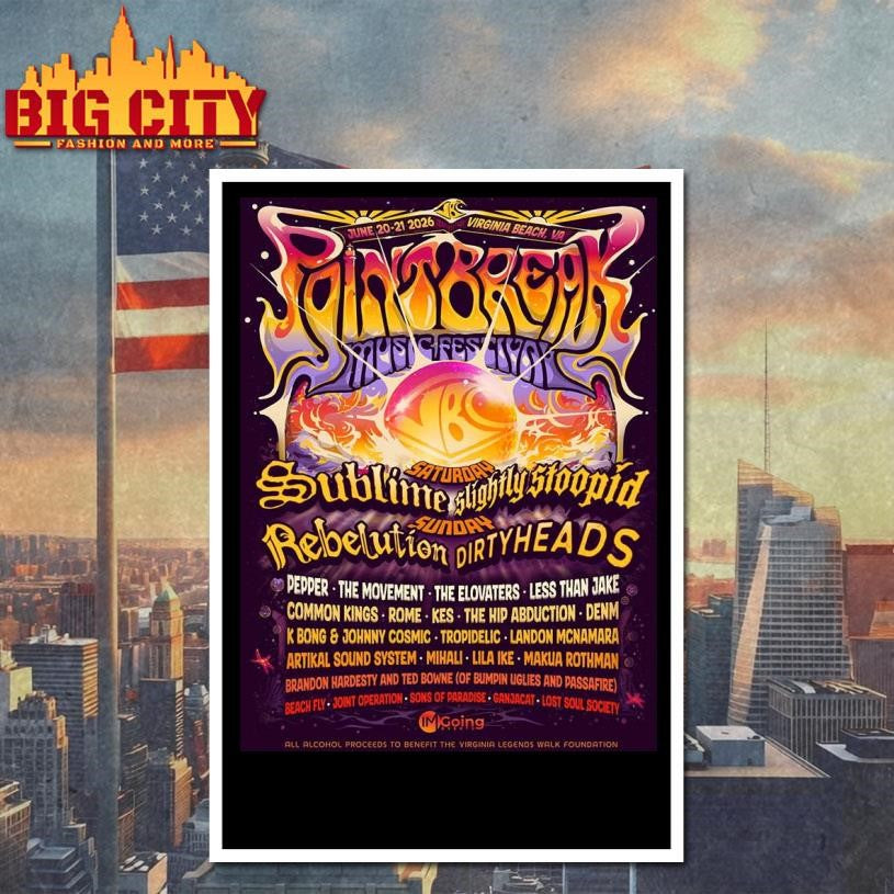 Point Break Festival 2026 Full Lineup In Virginia Beach Virginia On June 20 21 2026 Poster Shirt