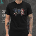 Police Support T Shirt American Flag Shield 1776 2026 Commemorative Design