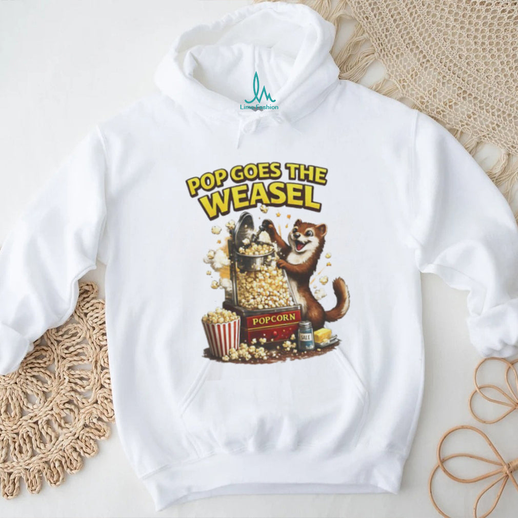 Pop Goes The Weasel Funny Popcorn Animal Graphic T Shirt