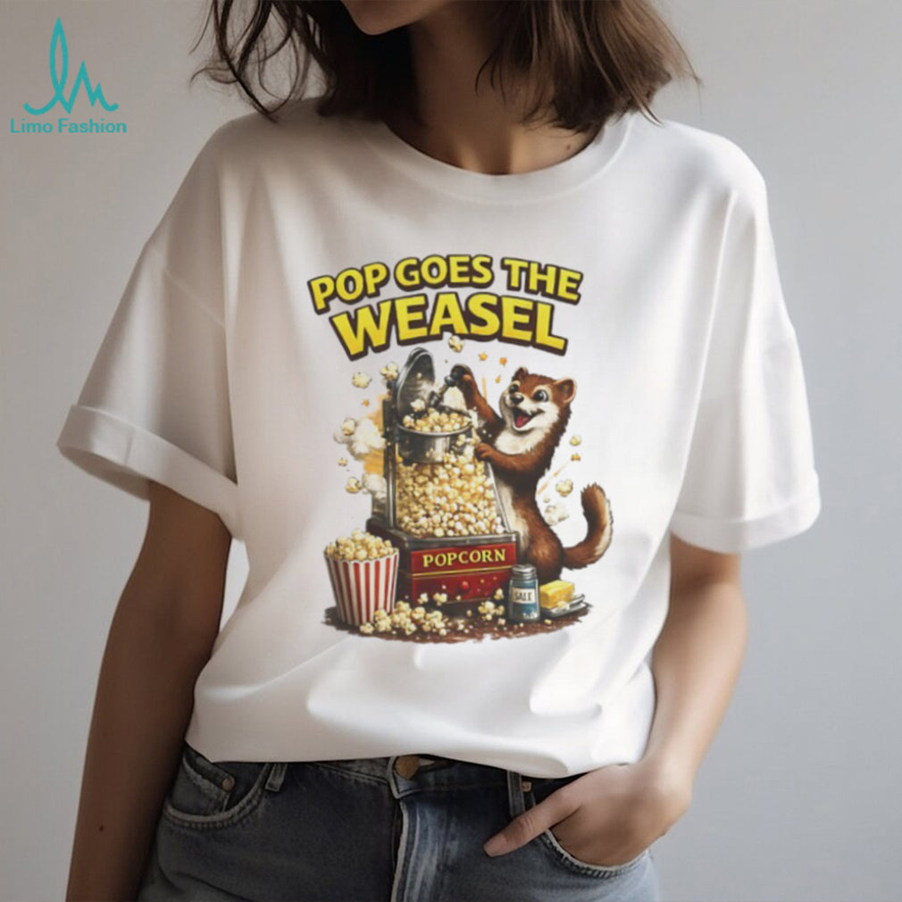 Pop Goes The Weasel Funny Popcorn Animal Graphic T Shirt