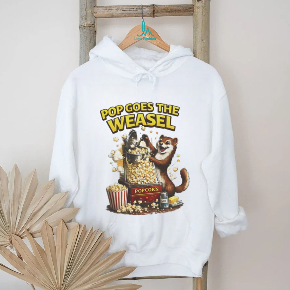 Pop Goes The Weasel Funny Popcorn Animal Graphic T Shirt