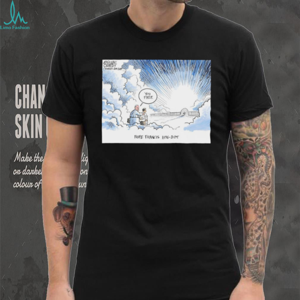 Pope Francis Memorial Tribute Cartoon Clouds Graphic T Shirt